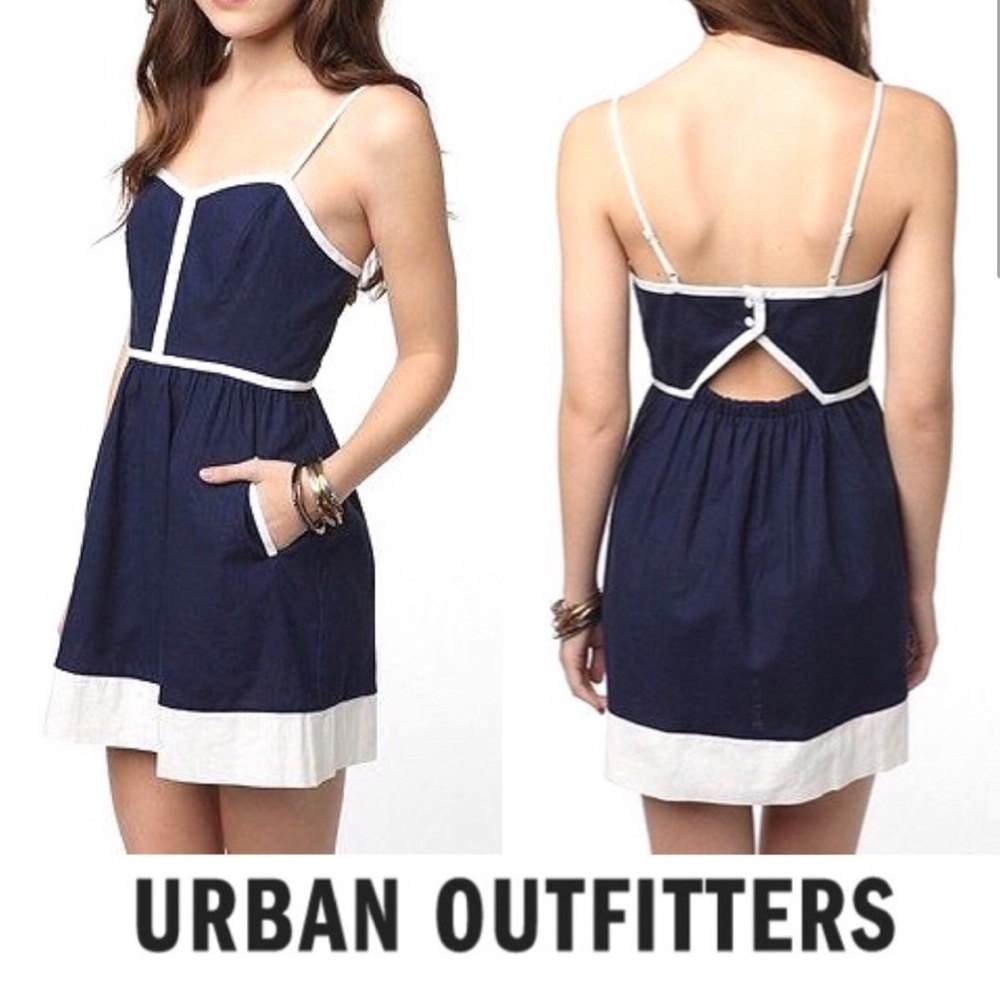 UO COPE Linen Dress in Navy